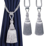 ruban fenêtre pompons beige bleu clair rayures classique opaques facile utiliser