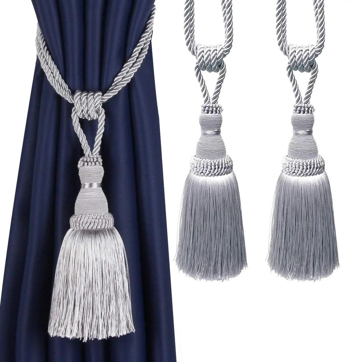 ruban fenêtre pompons beige bleu clair rayures classique opaques facile utiliser