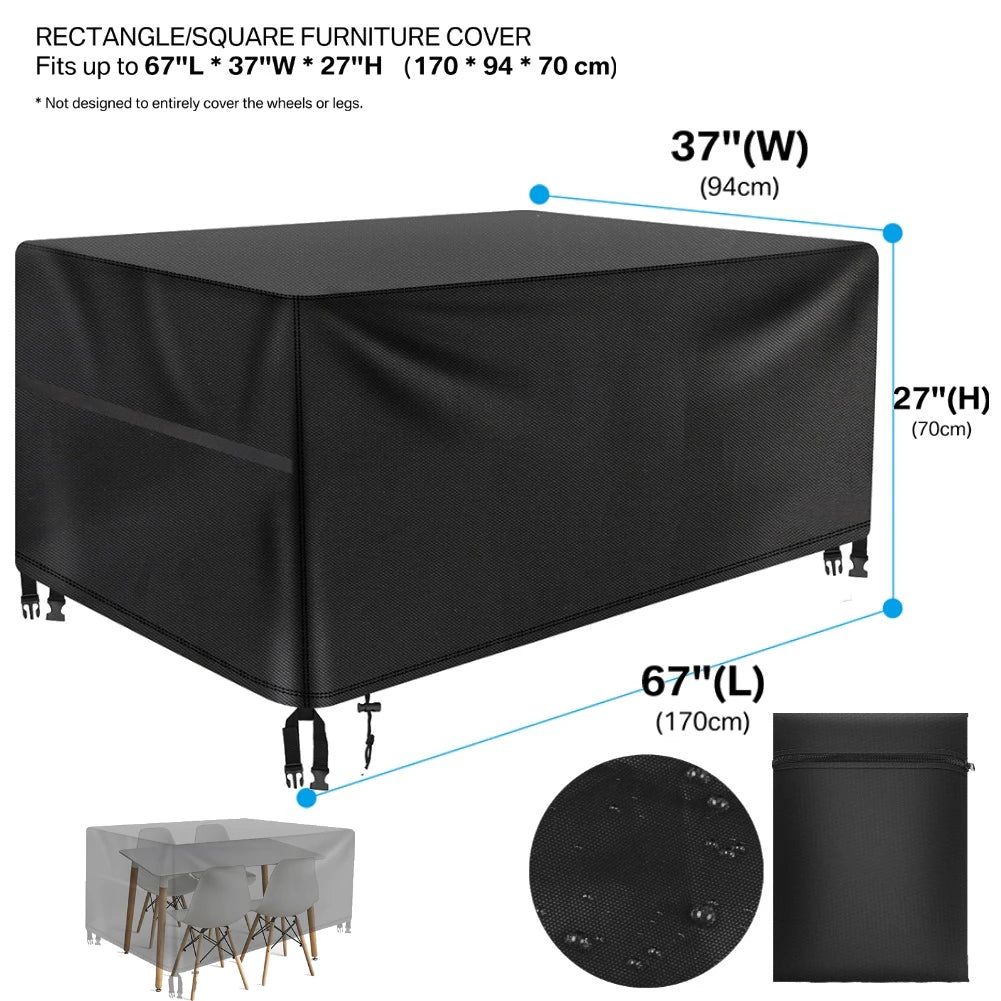 housse meubles extérieurs polyester imperméable noire moderne élastiques ajustables rectangle lshape rond