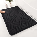 tapis bain moderne gris noir rayures horizontales doux moelleux