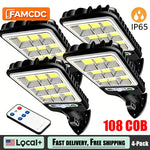 lampes solaires murales noires 108 led cob ip65 moderne télécommande capteur mouvement