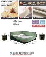 lit double nid oiseau velours jaune moderne minimaliste meuble chambre matelas oreillers couverture tapis