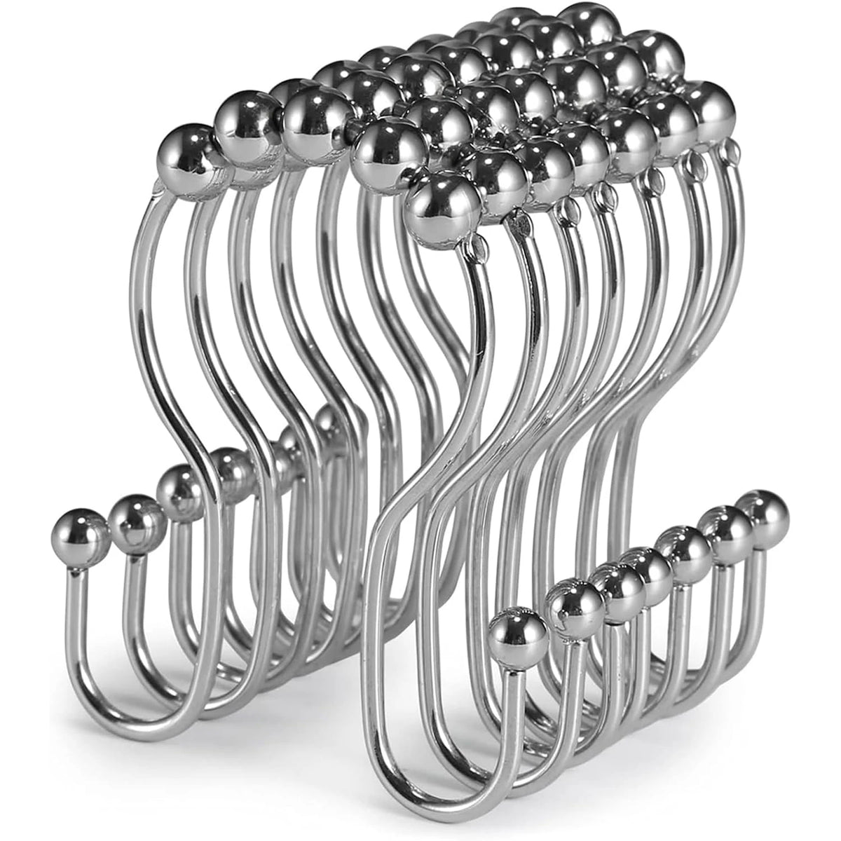 crochets rideau douche acier inoxydable moderne attaches billes glissière noir argenté minimaliste