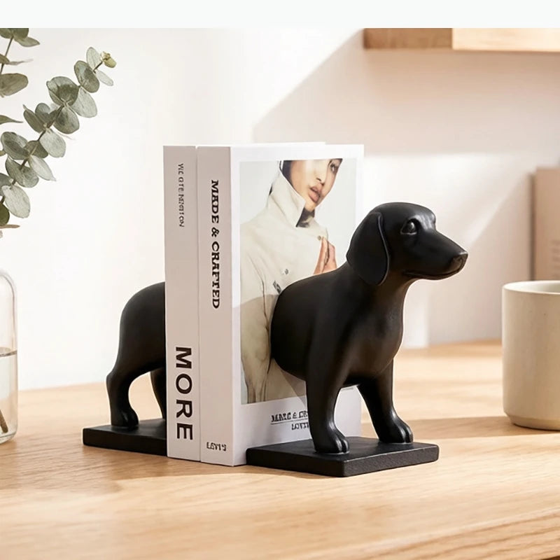 serre livres dachshund noir modernes décoration résine animaux compagnie contemporain deux pièces ensemble