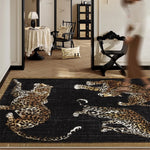 tapis léopard noir moderne tapisserie salon chambre pile désossée polyester PVC