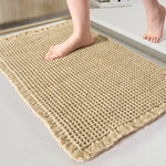 tapis bain anti dérapant microfibre gaufrée moderne beige gris absorbant entrée toilette