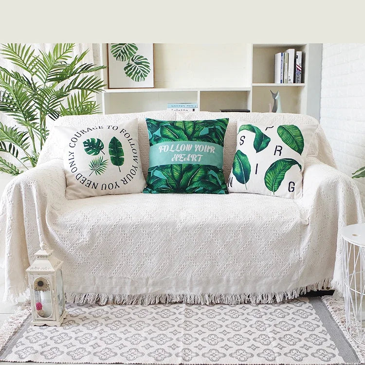 couverture boho chic motif géométrique blanc portable pique nique voyage maison