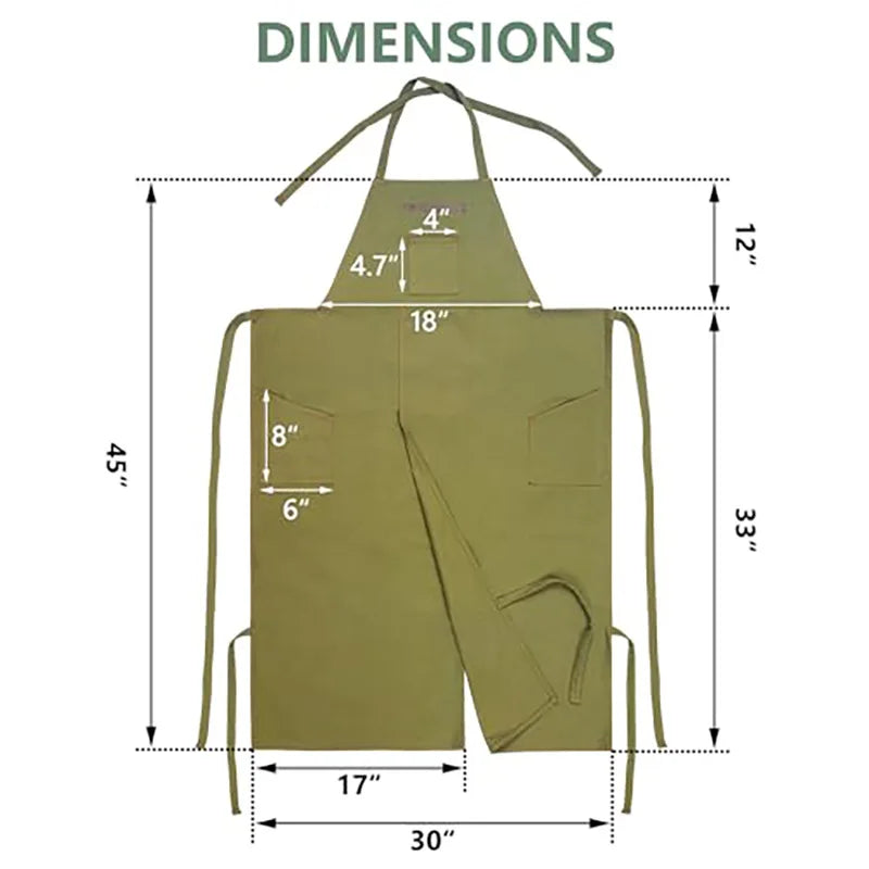 tablier uni classique vert olive bleu roi noir élastique poche avant arrière crochets élégants