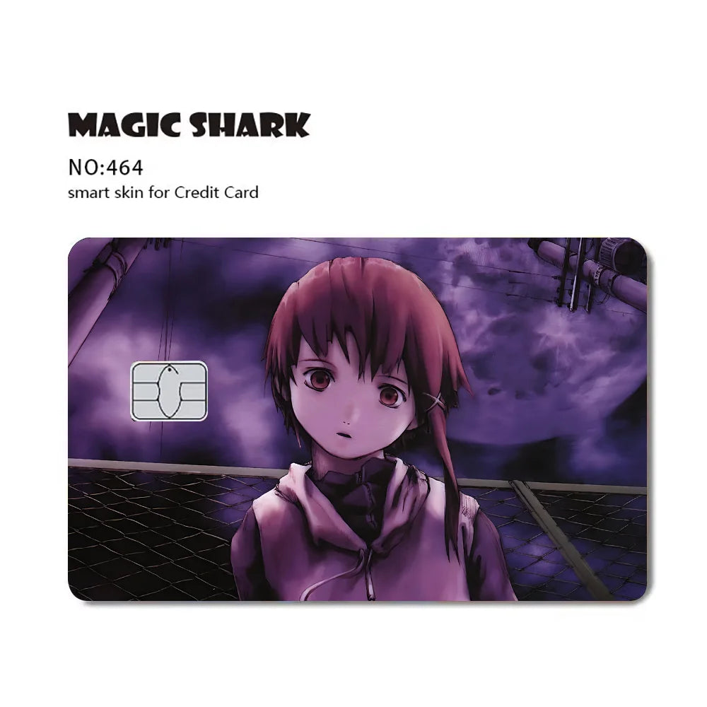 cartes crédit personnalisables dessin animé serial experiments lain stickers adhésifs multicolores opaques illustration américaine