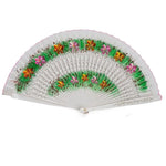 éventail pliant tissu floral bois ajouré motifs gravés couleur rose rouge traditionnel decoratif
