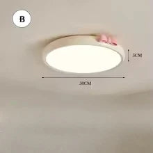 plafonnier led enfant blanc crème nœud rose décoration chambre filière électrique télécommande