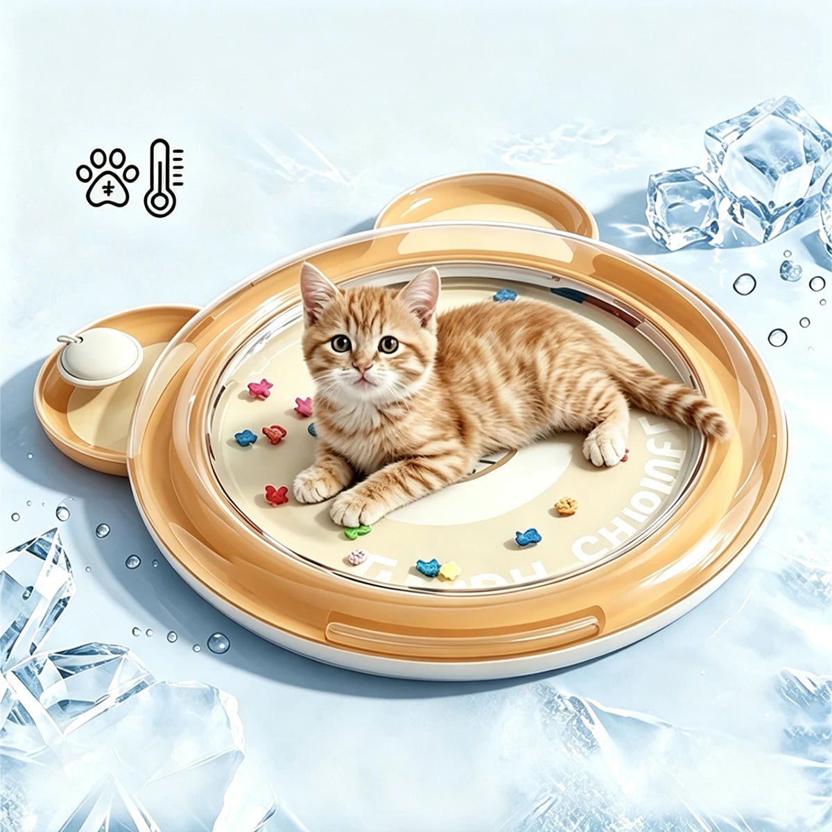 tapis d'eau animaux chats pois colorés motif géométrique mignon pompe intégrée zone eau