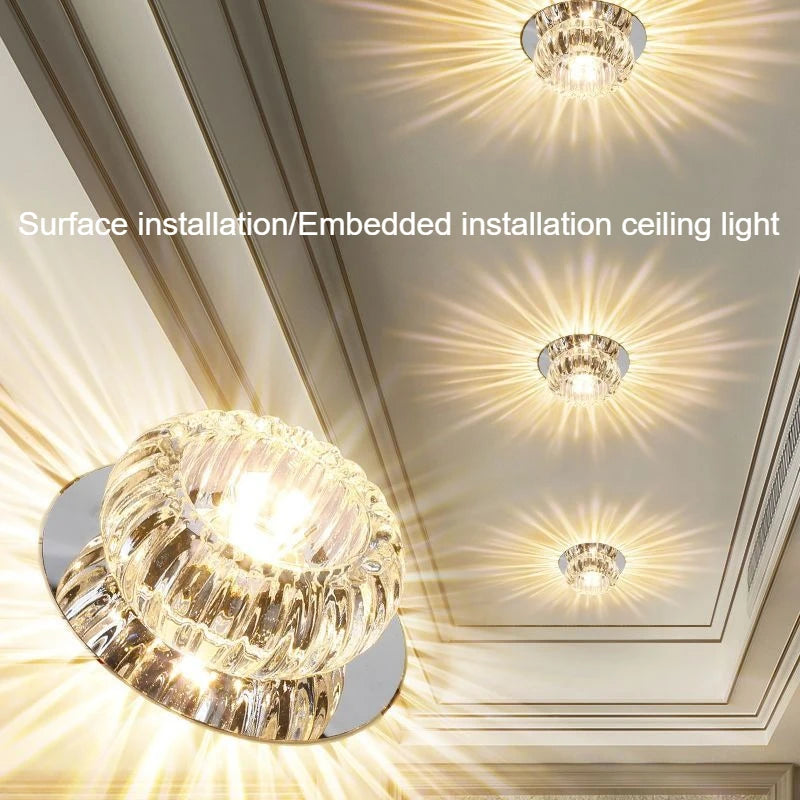 spot led moderne verre transparent argenté effet brillant lumineux surface