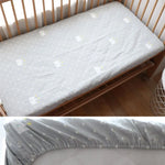 drap housse coton bébé 130x70cm dessins animés personnalisable moderne blanc beige bleuclair gris vert