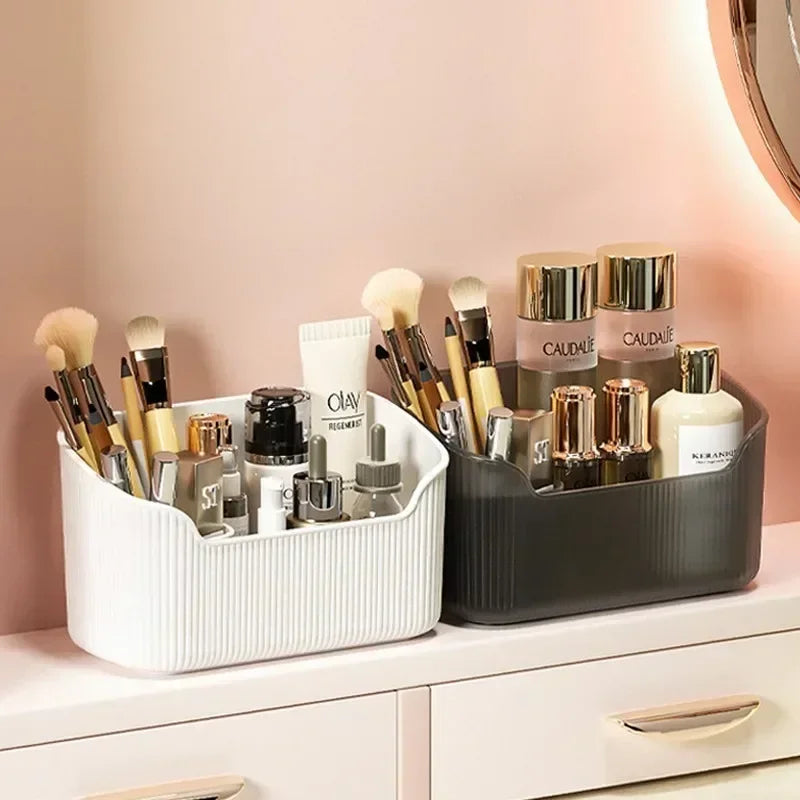 organisateur rangement blanc boîtes stockage grille moderne adhésif cosmétiques brosse maquillage