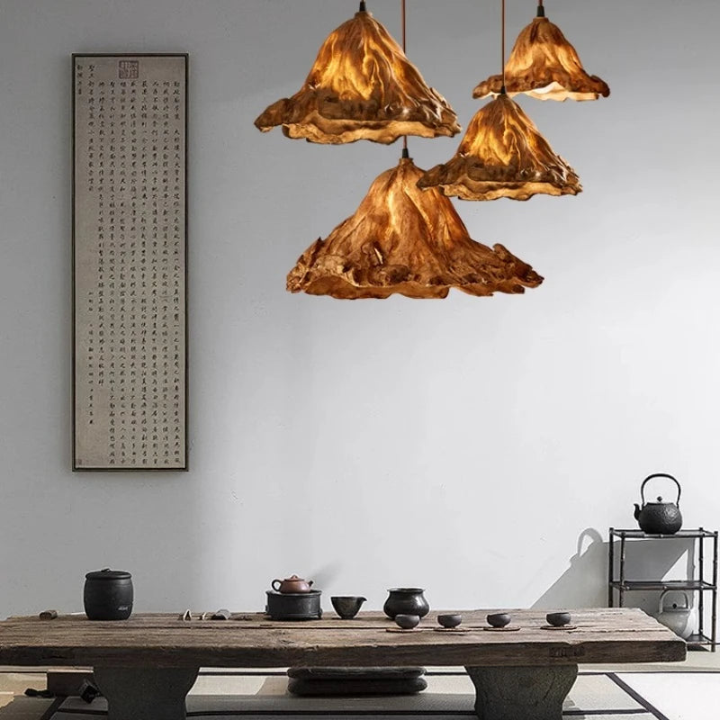 suspension lumineuse marron clair moderne résine cuisine salon restaurant chambre