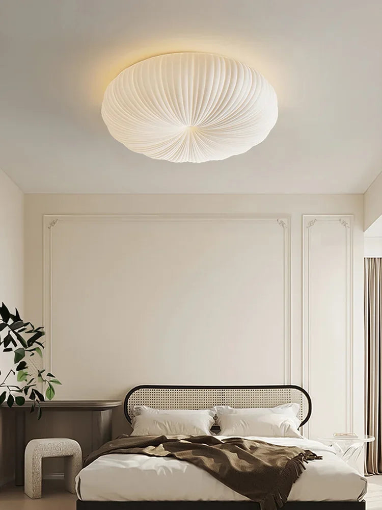 lampe suspendue moderne blanche plissée acrylique cuisine interrupteur bouton led 249 2000lm