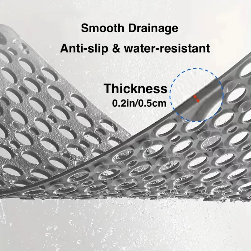 tapis douche anti dérapant moderne perforations circulaires antidérapants 43x75cm gris suction cup