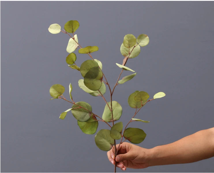 décoration intérieure branche artificielle feuilles ovales multicolore naturelle extérieur automne verte rose bleue orangée