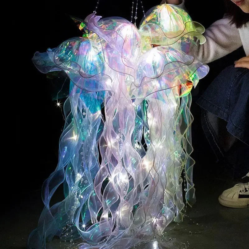 méduses lumineuses multicolores translucides chaînes suspendues veilleuses décoratives chambre filles