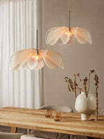 Suspension lumineuse tissu beige motif feuilles moderne opaque pendentif chambre salon étude
