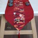 chinois ethnique chemin table rouge poissons géométrique tassel polyester salon decoration