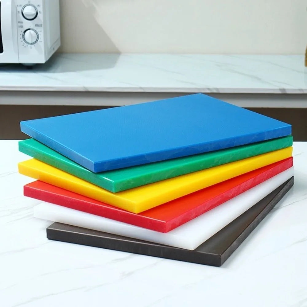 planches découper plastique hdpe qualité alimentaire antibactériennes couleurs jaune bleu vert rouge moderne 36*28*1.3cm