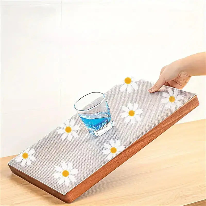 tapis sol meuble blanc jaune gris fleurs adhésif moderne décoratif 100x30cm 100x45cm 150x30cm 200x30cm