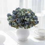 bouquet artificiel pivoine violettes blanches romantique intérieur mariage décoration maison fleurs soie classique