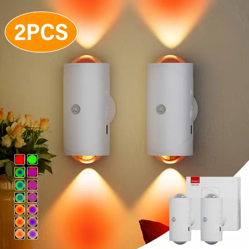 lampe murale rechargeable capteur mouvement modes éclairage led adhésif indicateur charge type