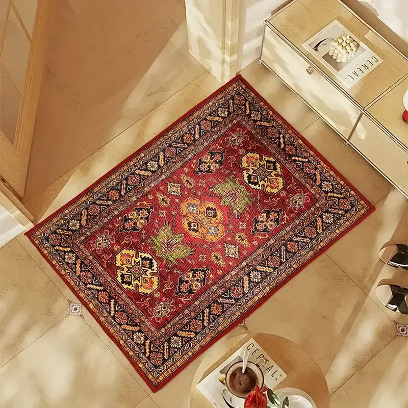 tapis rouge géométrique antidérapant durable maison living room