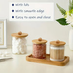 pot coton tige transparent moderne boite rangement couvercle bois respectueux environnement minimaliste organiser