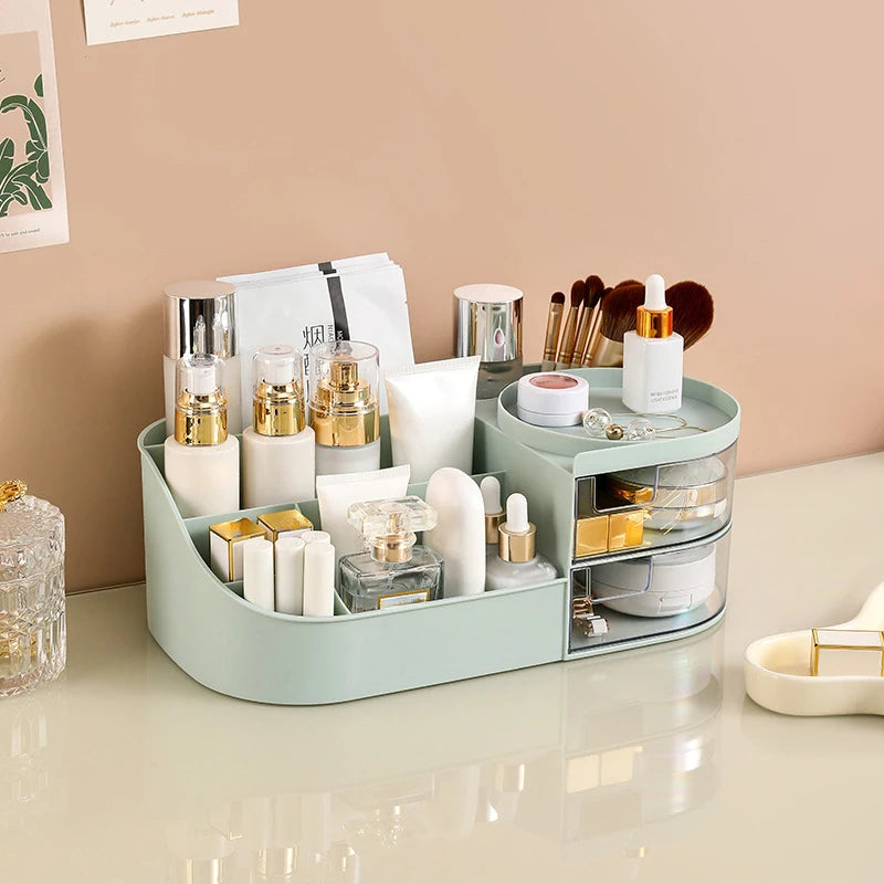 organisateur maquillage blanc rose minimaliste multifonctionnels compartments rangement cosmétiques officesupply