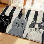 tapis moderne imperméable noir gris blanc chatons rayures extérieur salon chambre coucher