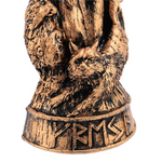statue freyja femme loups oiseaux runes mur nordique décoration bronze noirscrição