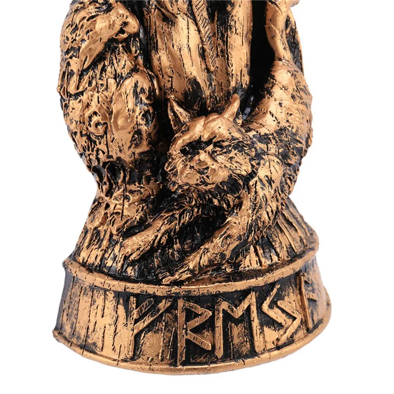 statue freyja femme loups oiseaux runes mur nordique décoration bronze noirscrição