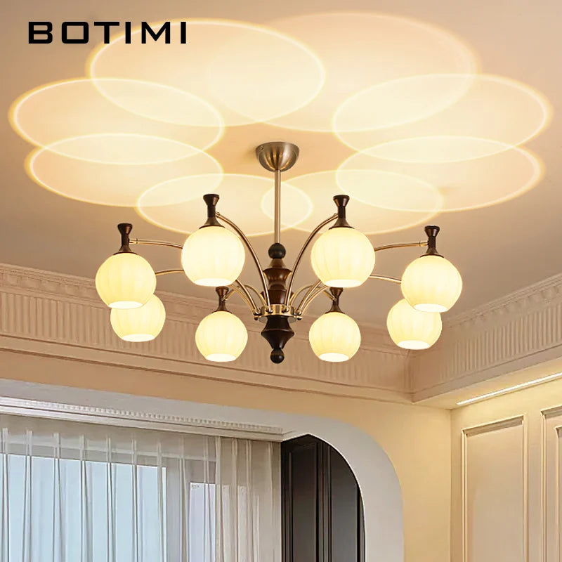 chandelier led or marron foncé abatjour sphérique télécommande moderne floral