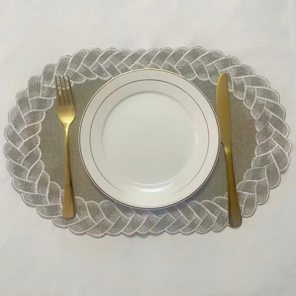 placemat tressé gris rose jaune bleu classique table hiver noël printemps été