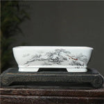bacs plantes chinois paysage peint blanc opaque décoration intérieure pots fleurs