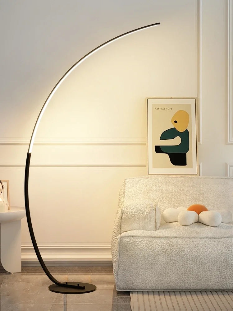 lampe sol moderne aluminium blanc télécommande énergie économique chambre coucher