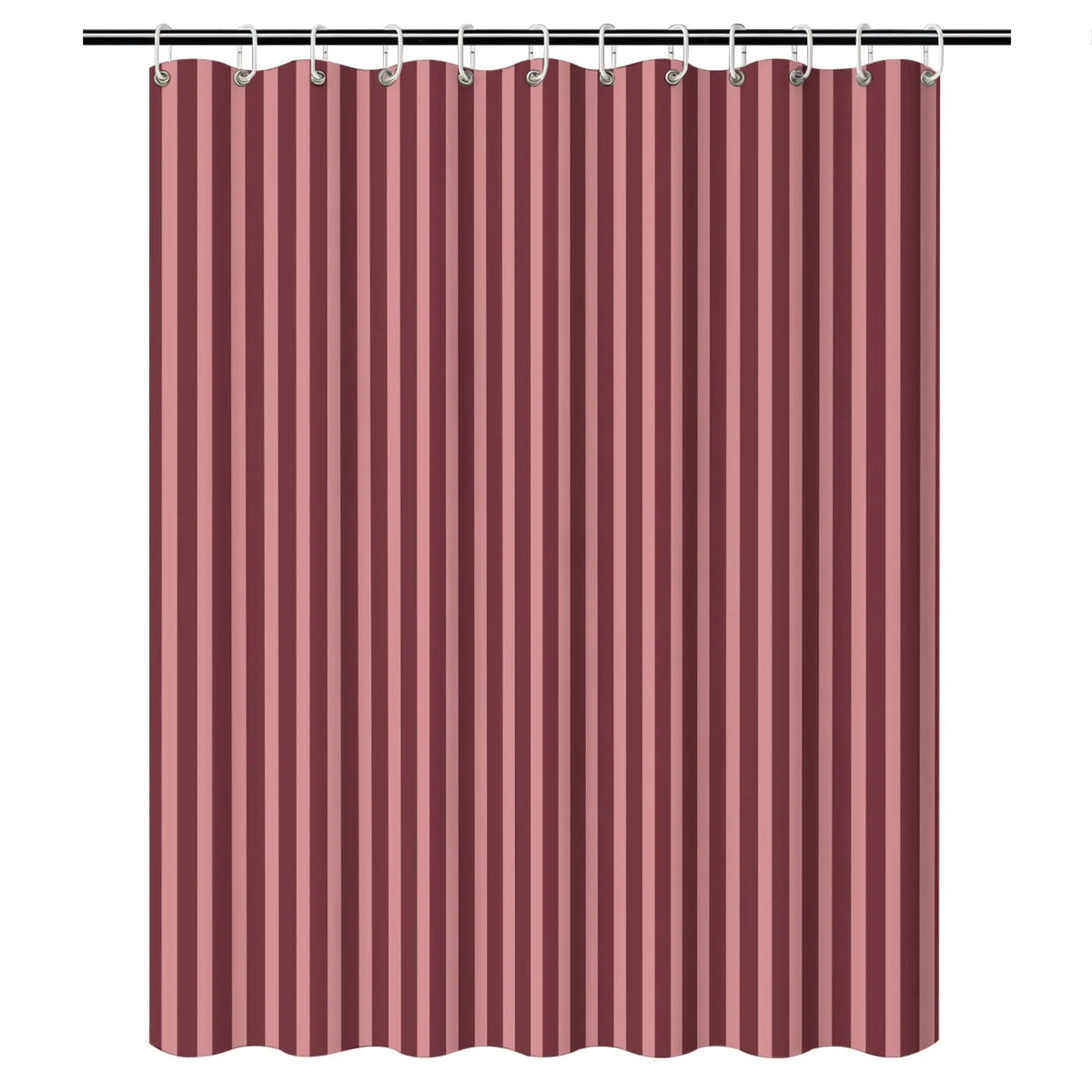 rideau douche moderne rayures verticales rouge bordeaux opacité 71x71 pouces anneaux métalliques