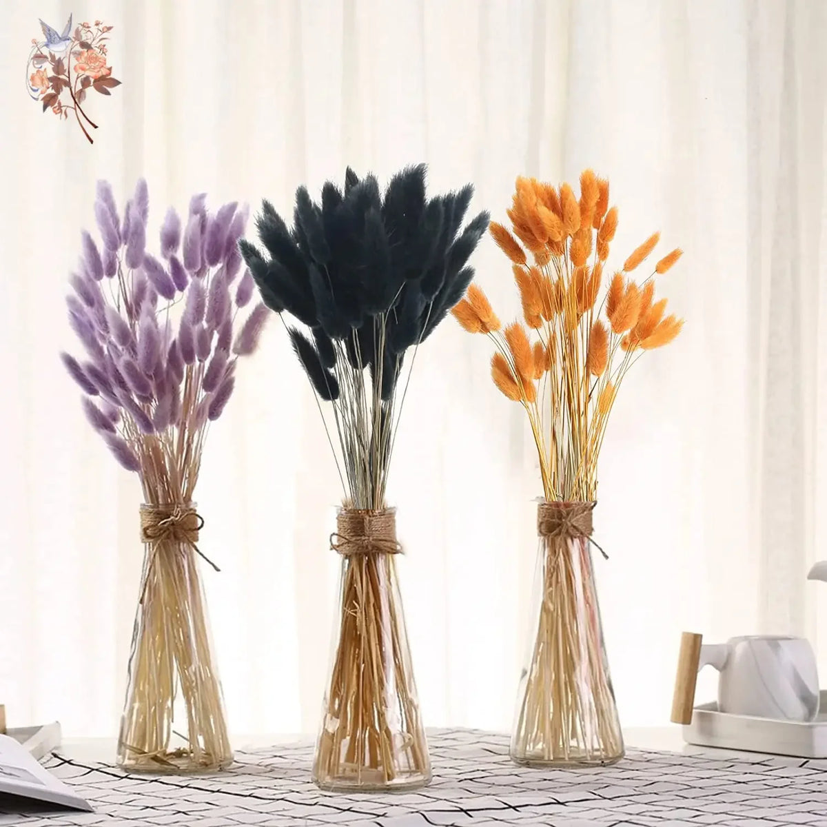 décoration intérieure plumes orange noir bouquets feuilles naturelles rustiques 60 pièces decoration table fêtes
