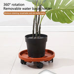 support roulettes pot fleurs orange moderne roues transparentes