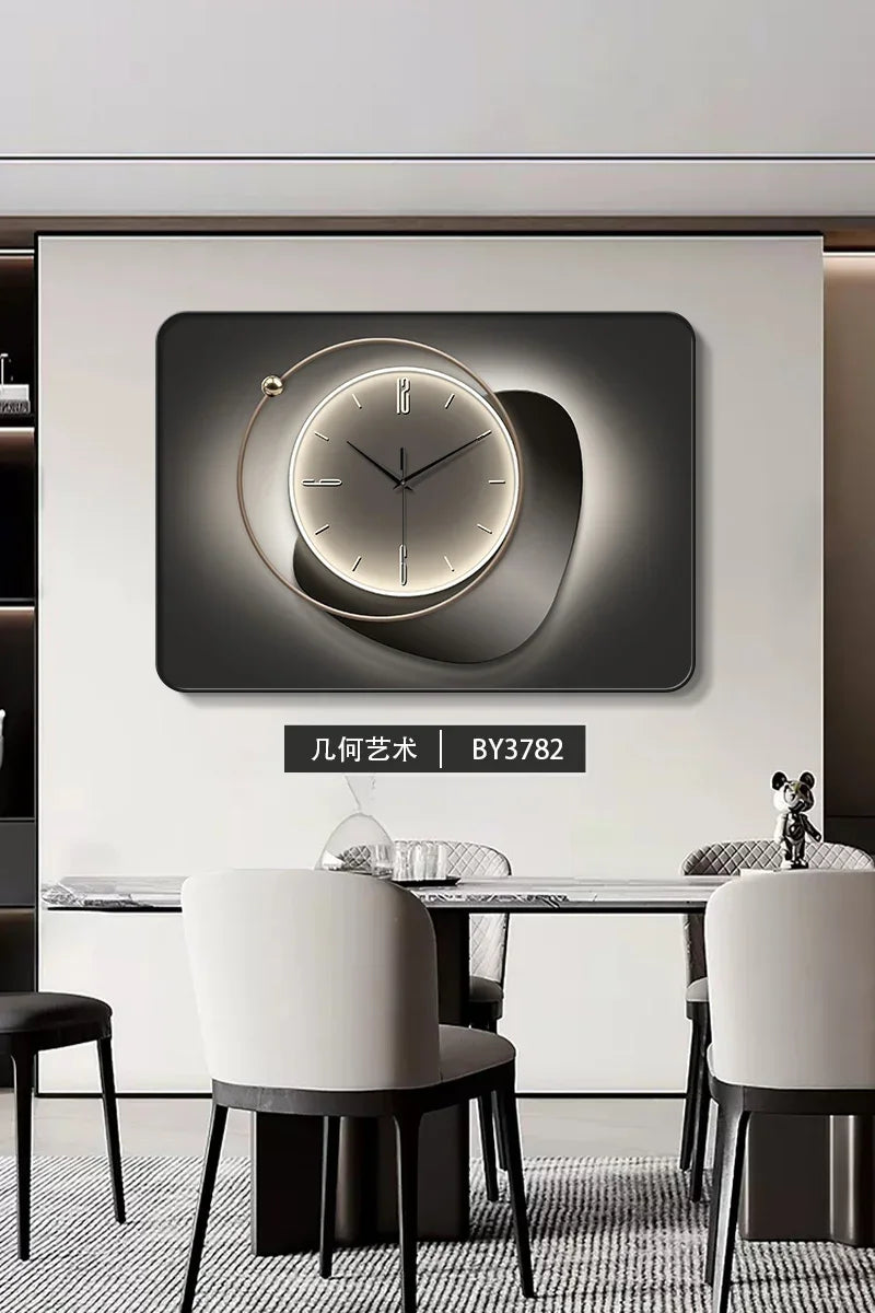 horloge murale moderne gris beige orange contemporain aiguille verre cristal aluminium spray painting