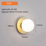 lampe murale moderne verre opale ampoule led 9w noir doré minimaliste