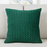 taies d'oreillers carrées polyester coton motif tissé relief modernes vert foncé gris rose pastel