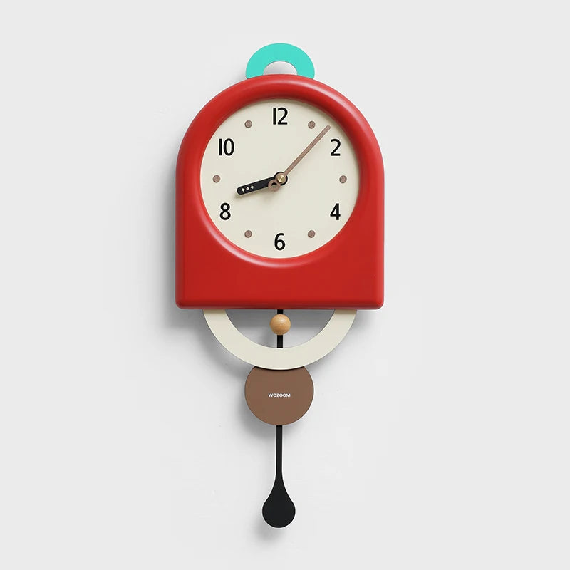 horloge murale moderne minimaliste aiguilles balancier noir blanc rouge