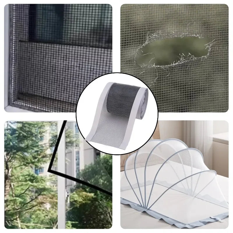 filet anti moustiques adhésif gris maille fine moderne 5m 7cm fenetre protection