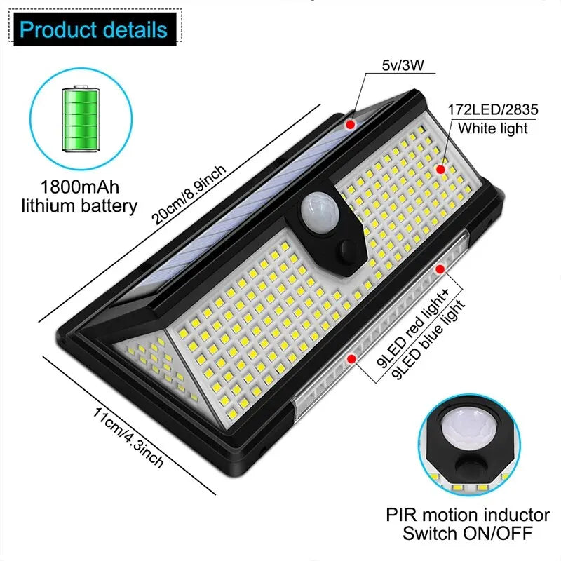 lampe solaire murale détecteur mouvement ip65 led couleur multiple moderneextérieur