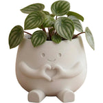 pot fleurs blanc forme mains cœur plante verte motif rayé décoration moderne intérieur extérieur